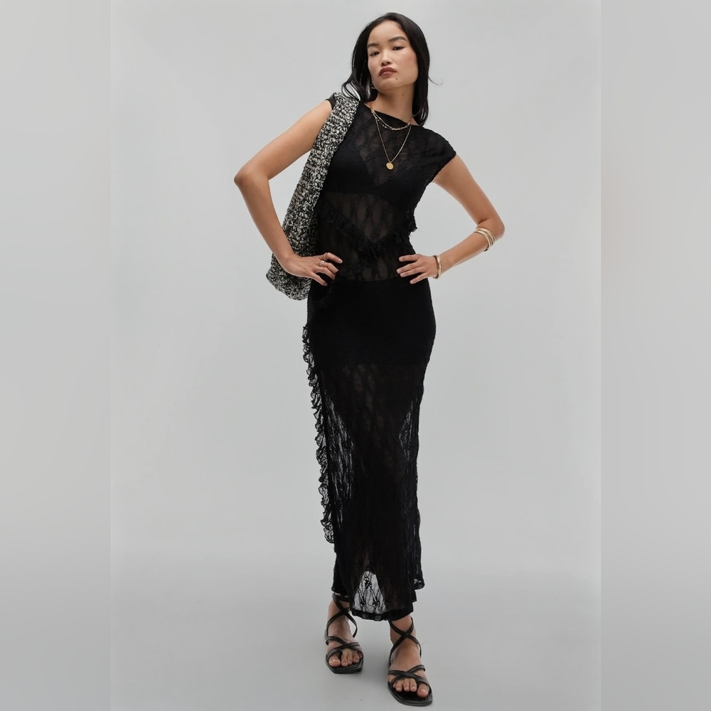 Topshop Black Sheer Maxi Dress